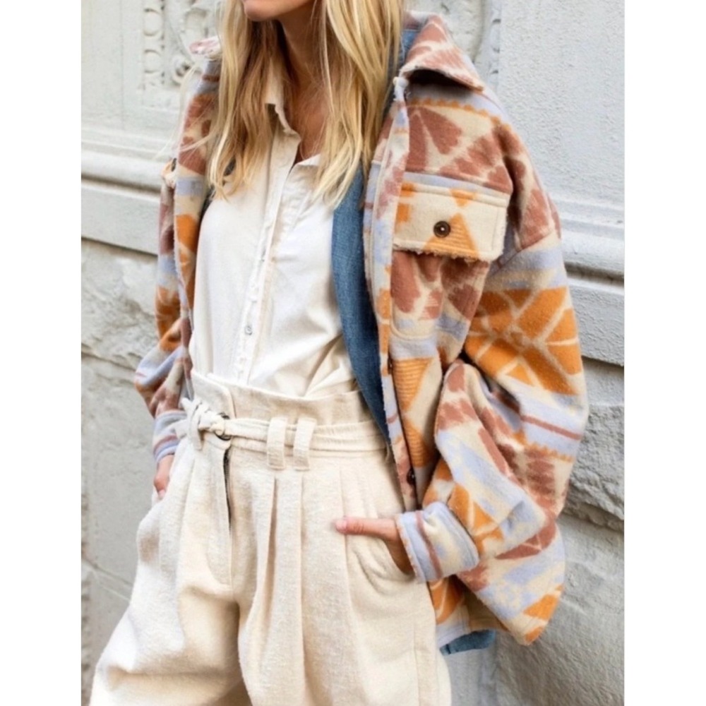 Free People Jacquard Ruby Jacket Sedona Combo Southwestern Fleece Shacket Small